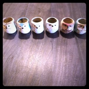6 Owl tea candle holders.
